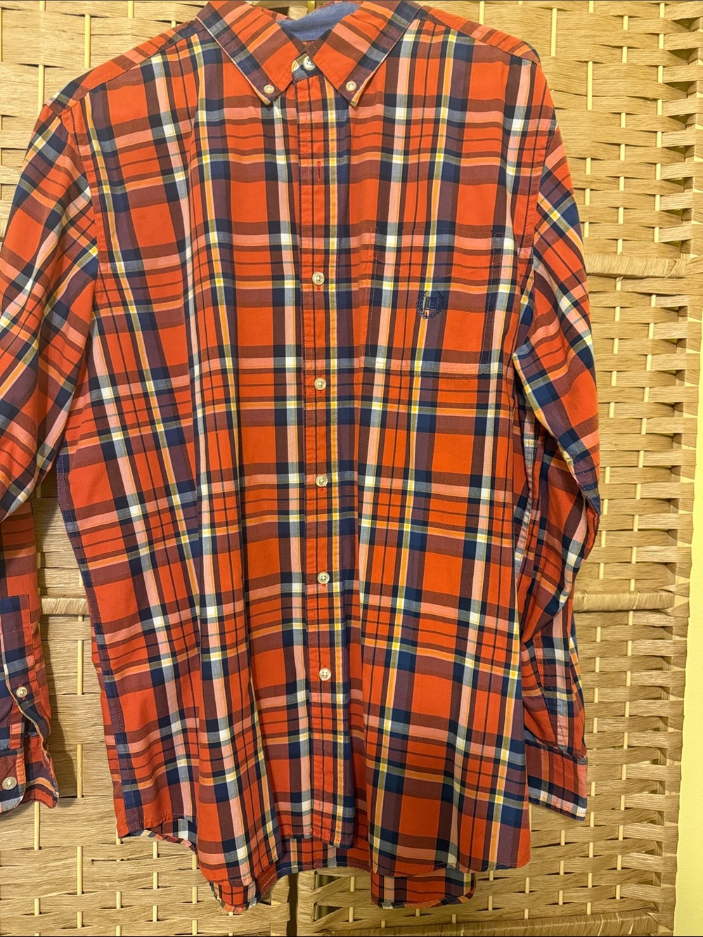 Chaps Orange & Blue Plaid Button-Down Shirt